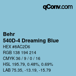 Color code: Behr - 540D-4 Dreaming Blue | qconv.com