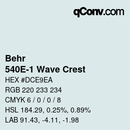 Code couleur: Behr - 540E-1 Wave Crest | qconv.com