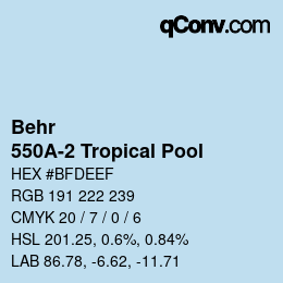 Code couleur: Behr - 550A-2 Tropical Pool | qconv.com