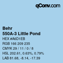 Color code: Behr - 550A-3 Little Pond | qconv.com