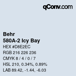 Farbcode: Behr - 580A-2 Icy Bay | qconv.com