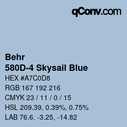 Código de color: Behr - 580D-4 Skysail Blue | qconv.com