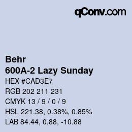 Color code: Behr - 600A-2 Lazy Sunday | qconv.com