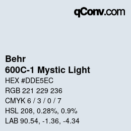 Color code: Behr - 600C-1 Mystic Light | qconv.com