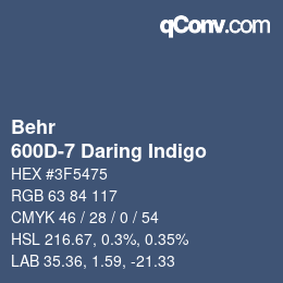 カラーコード: Behr - 600D-7 Daring Indigo | qconv.com