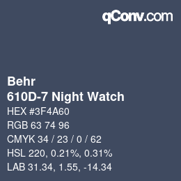 カラーコード: Behr - 610D-7 Night Watch | qconv.com
