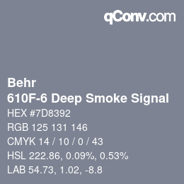 Color code: Behr - 610F-6 Deep Smoke Signal | qconv.com