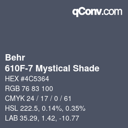 Código de color: Behr - 610F-7 Mystical Shade | qconv.com