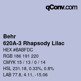 カラーコード: Behr - 620A-3 Rhapsody Lilac | qconv.com