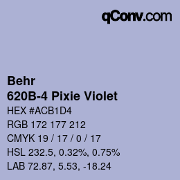 カラーコード: Behr - 620B-4 Pixie Violet | qconv.com