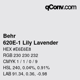 Color code: Behr - 620E-1 Lily Lavender | qconv.com