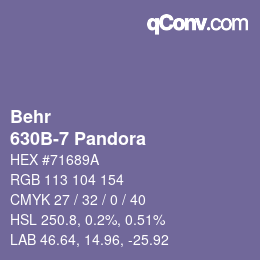 カラーコード: Behr - 630B-7 Pandora | qconv.com