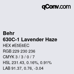 Color code: Behr - 630C-1 Lavender Haze | qconv.com