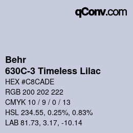 Color code: Behr - 630C-3 Timeless Lilac | qconv.com