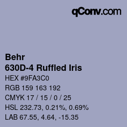 Color code: Behr - 630D-4 Ruffled Iris | qconv.com