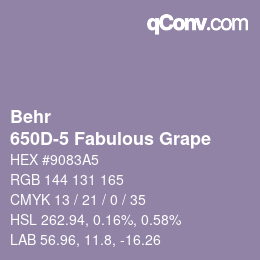 カラーコード: Behr - 650D-5 Fabulous Grape | qconv.com