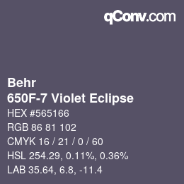 Farbcode: Behr - 650F-7 Violet Eclipse | qconv.com