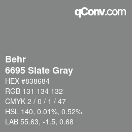 Color code: Behr - 6695 Slate Gray | qconv.com