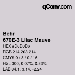 カラーコード: Behr - 670E-3 Lilac Mauve | qconv.com