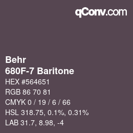 カラーコード: Behr - 680F-7 Baritone | qconv.com