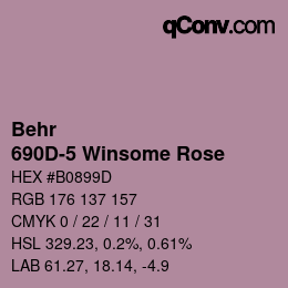 カラーコード: Behr - 690D-5 Winsome Rose | qconv.com
