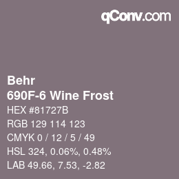 カラーコード: Behr - 690F-6 Wine Frost | qconv.com