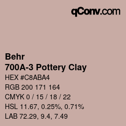 Color code: Behr - 700A-3 Pottery Clay | qconv.com