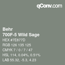 カラーコード: Behr - 700F-5 Wild Sage | qconv.com