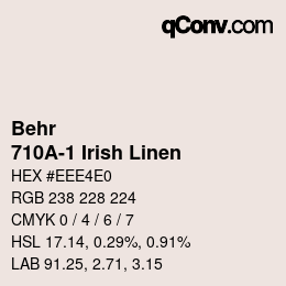 Color code: Behr - 710A-1 Irish Linen | qconv.com