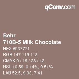 カラーコード: Behr - 710B-5 Milk Chocolate | qconv.com