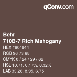 カラーコード: Behr - 710B-7 Rich Mahogany | qconv.com