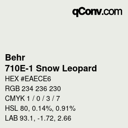 カラーコード: Behr - 710E-1 Snow Leopard | qconv.com