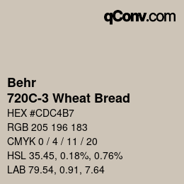 カラーコード: Behr - 720C-3 Wheat Bread | qconv.com