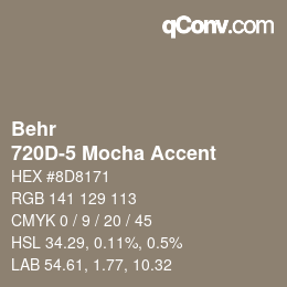 Código de color: Behr - 720D-5 Mocha Accent | qconv.com