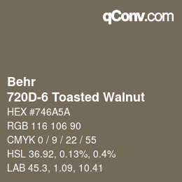 Color code: Behr - 720D-6 Toasted Walnut | qconv.com