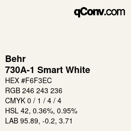 カラーコード: Behr - 730A-1 Smart White | qconv.com