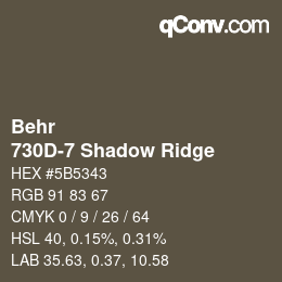 カラーコード: Behr - 730D-7 Shadow Ridge | qconv.com