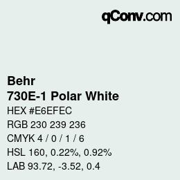 Code couleur: Behr - 730E-1 Polar White | qconv.com