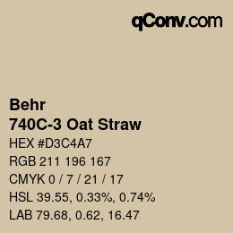 Color code: Behr - 740C-3 Oat Straw | qconv.com