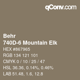 Código de color: Behr - 740D-6 Mountain Elk | qconv.com