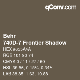 カラーコード: Behr - 740D-7 Frontier Shadow | qconv.com