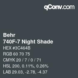 Code couleur: Behr - 740F-7 Night Shade | qconv.com