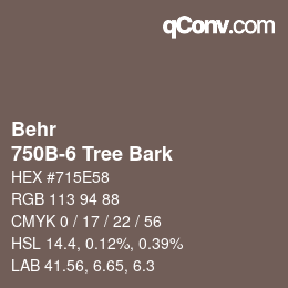 カラーコード: Behr - 750B-6 Tree Bark | qconv.com