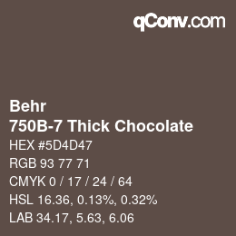 カラーコード: Behr - 750B-7 Thick Chocolate | qconv.com