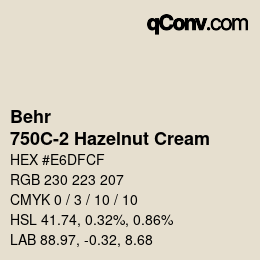 Color code: Behr - 750C-2 Hazelnut Cream | qconv.com