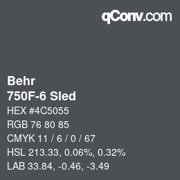 Código de color: Behr - 750F-6 Sled | qconv.com