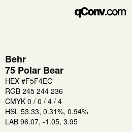 カラーコード: Behr - 75 Polar Bear | qconv.com