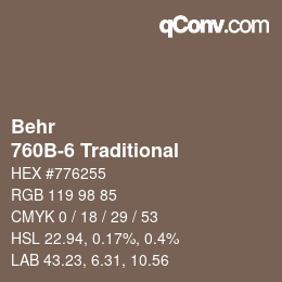 カラーコード: Behr - 760B-6 Traditional | qconv.com