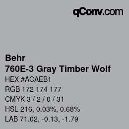 Color code: Behr - 760E-3 Gray Timber Wolf | qconv.com
