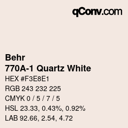 Farbcode: Behr - 770A-1 Quartz White | qconv.com